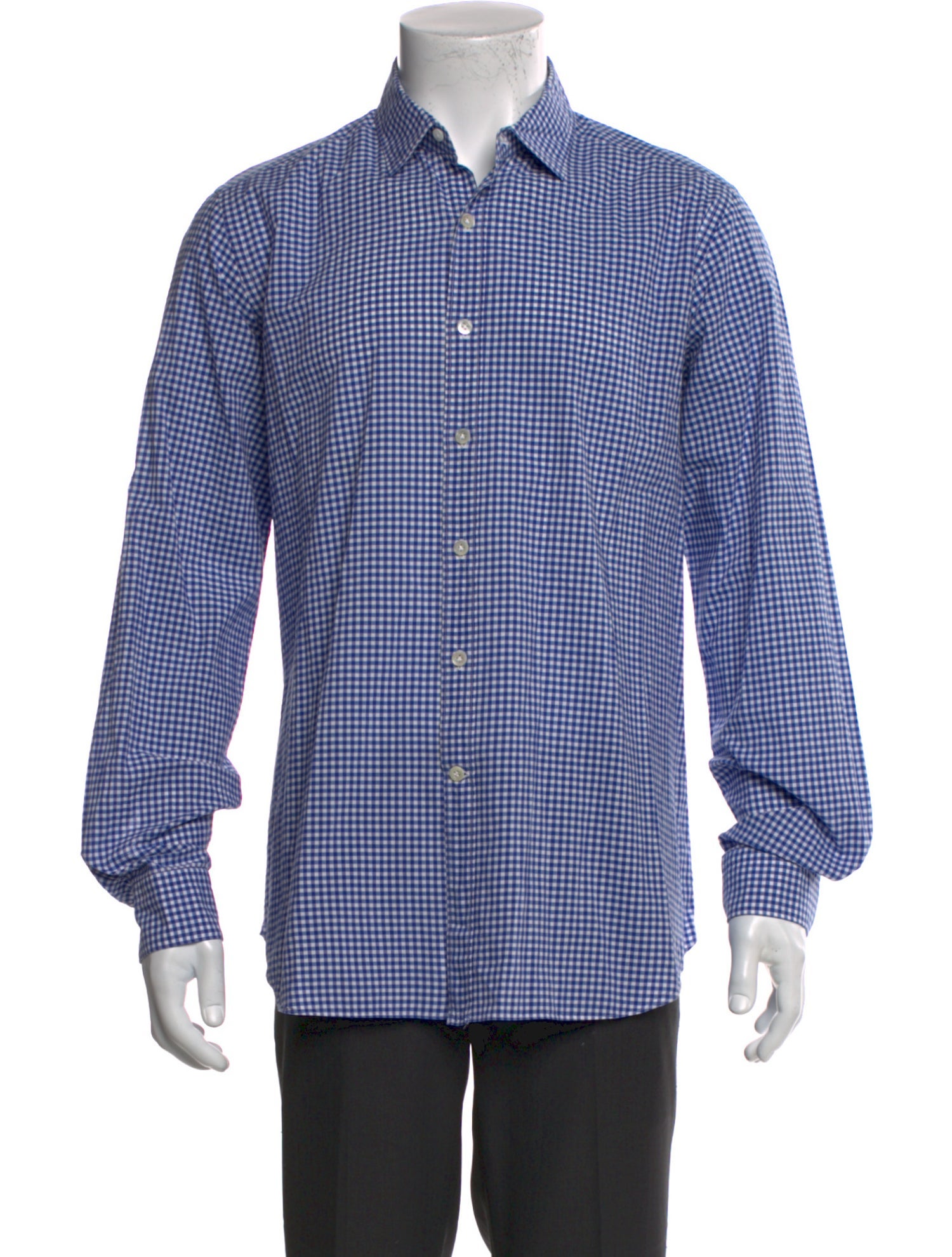 Mastai Ferretti Plaid Print Long Sleeve Dress Shirt