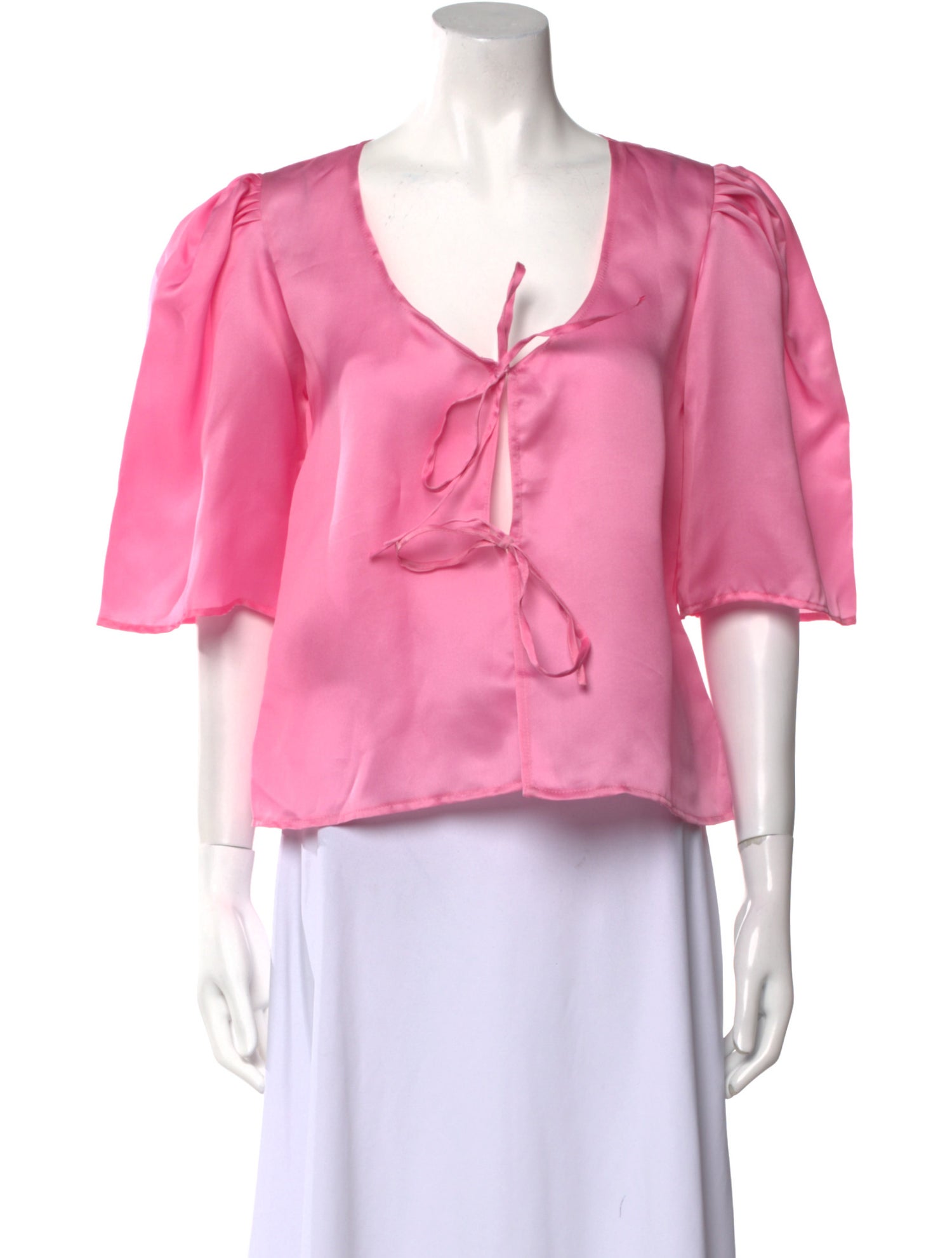 MaisonCléo V-Neck Three-Quarter Sleeve Blouse