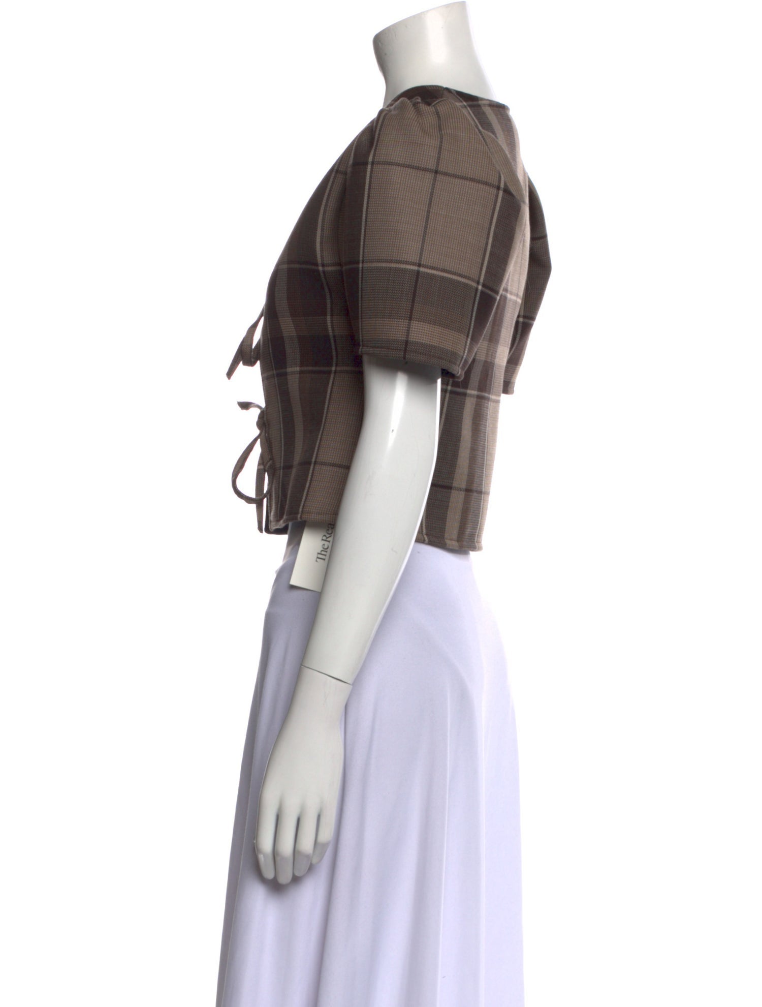 MaisonCléo Wool Plaid Print Crop Top