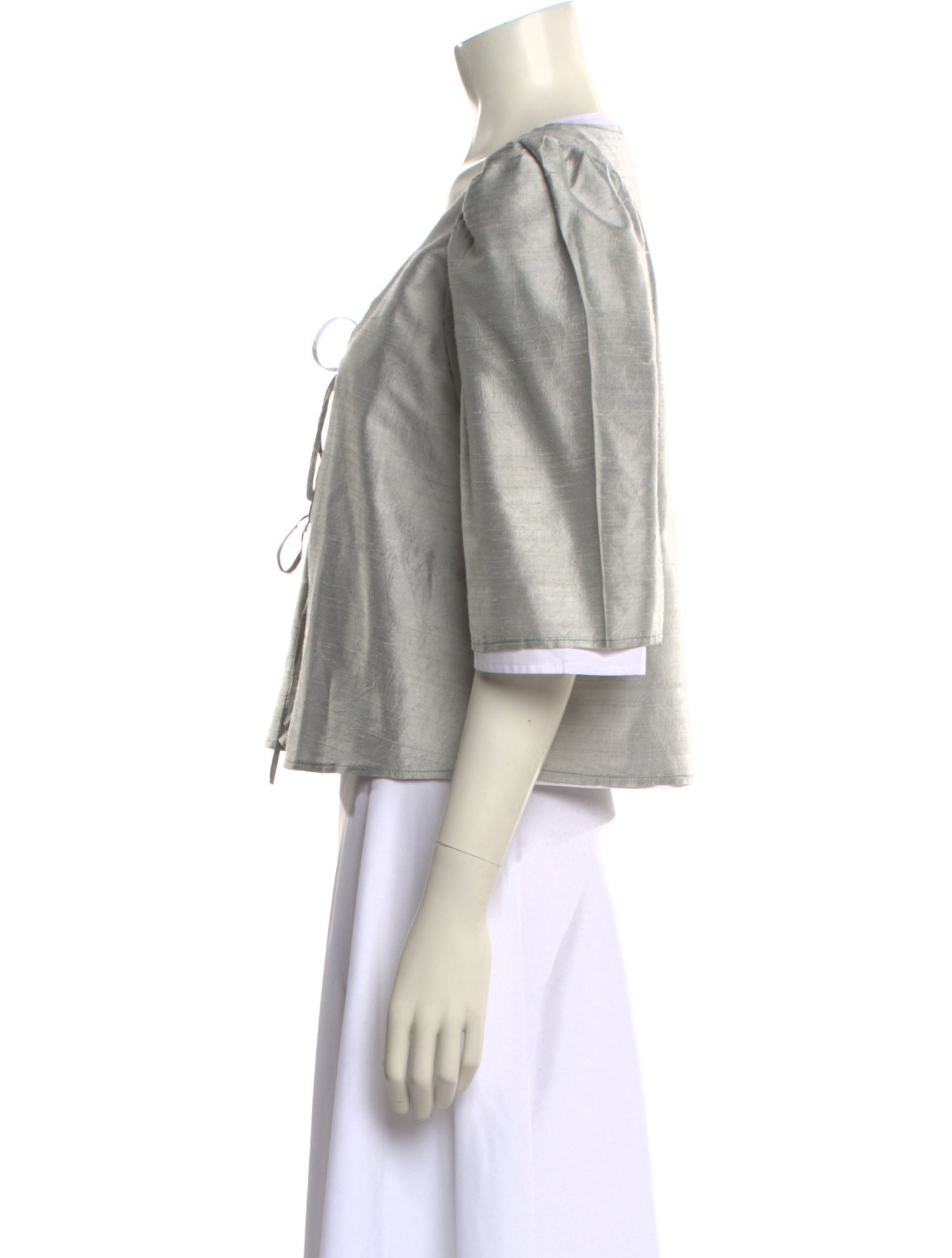 MaisonCléo Scoop Neck Three-Quarter Sleeve Crop Top