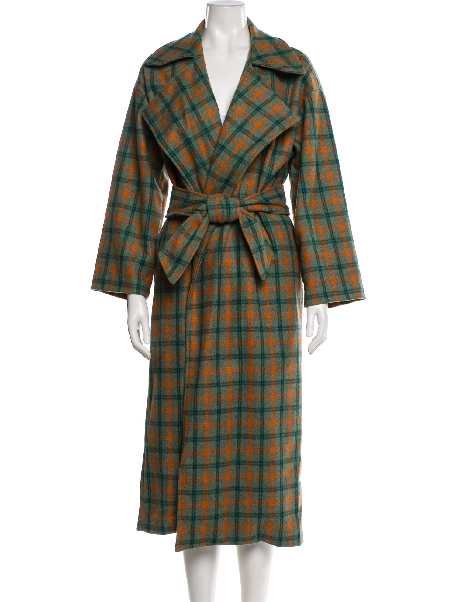 MaisonCléo Plaid Print Trench Coat