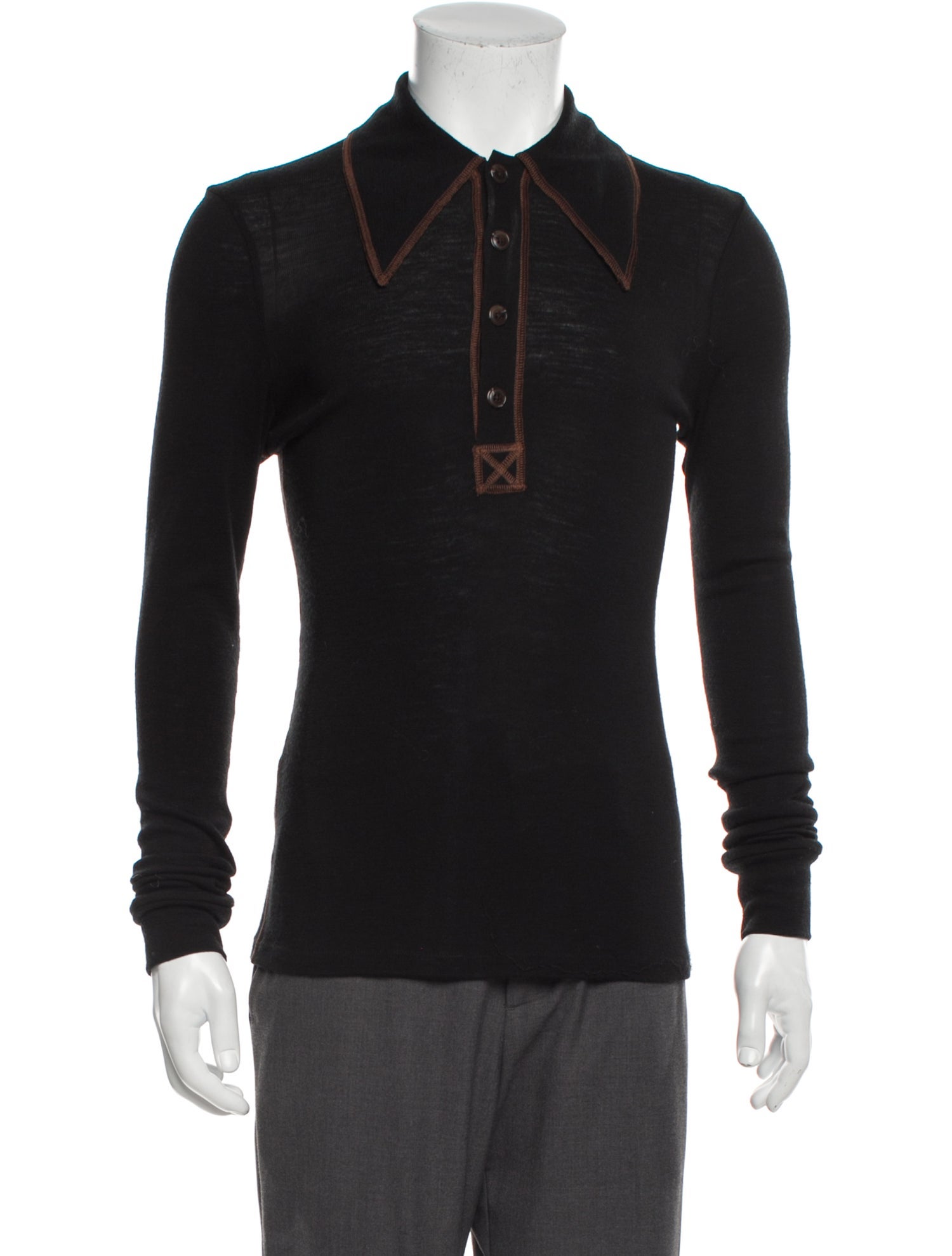 Maiden Name Collar Long Sleeve Polo Shirt