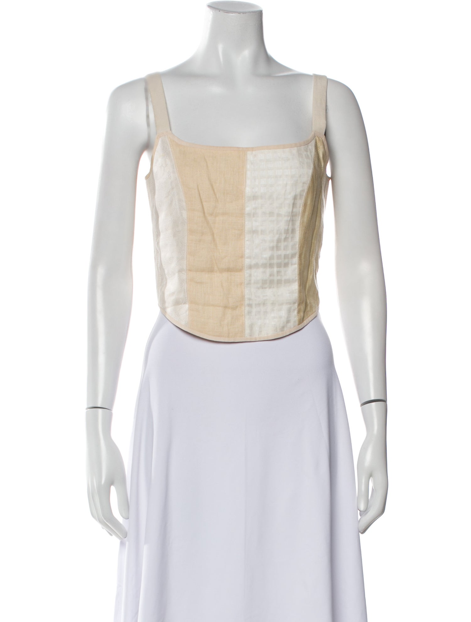 Maiden Name Silk Square Neckline Crop Top