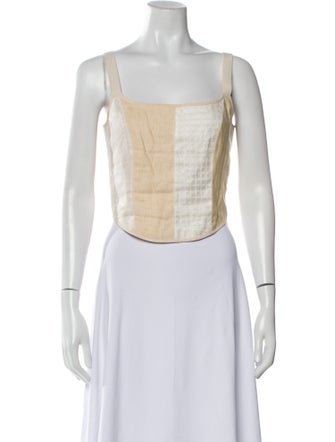 Maiden Name Silk Square Neckline Crop Top