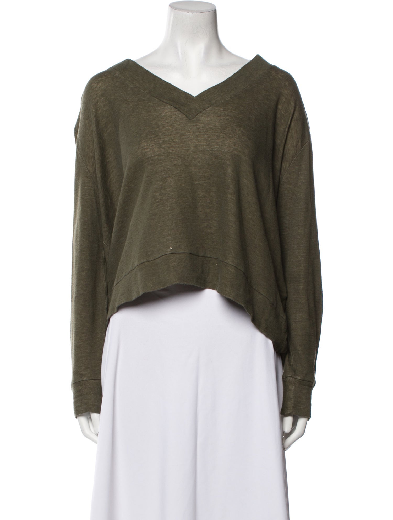 Majestic Filatures V-Neck Long Sleeve Crop Top