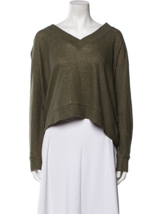 Majestic Filatures V-Neck Long Sleeve Crop Top