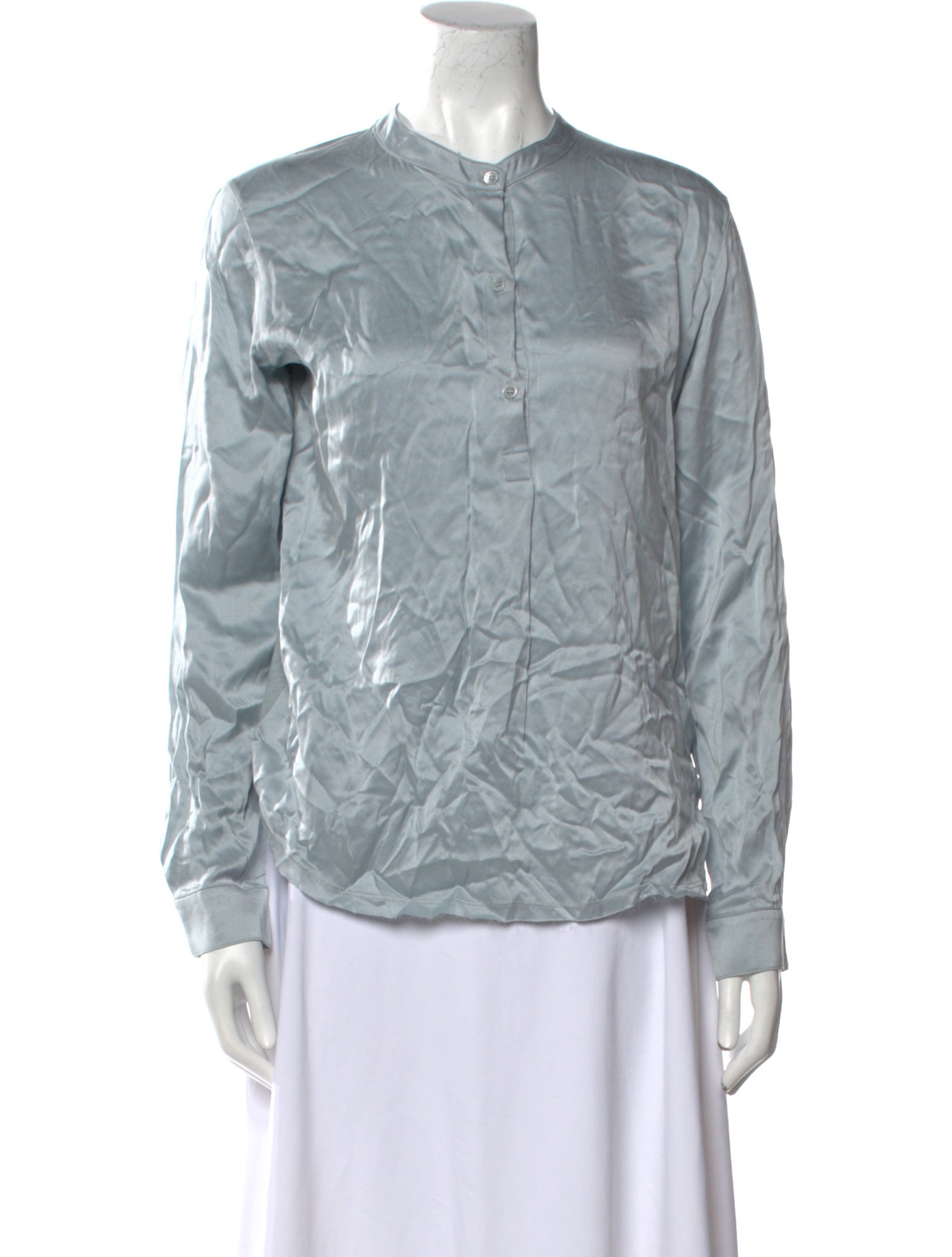 Majestic Filatures Mock Neck Long Sleeve Button-Up Top