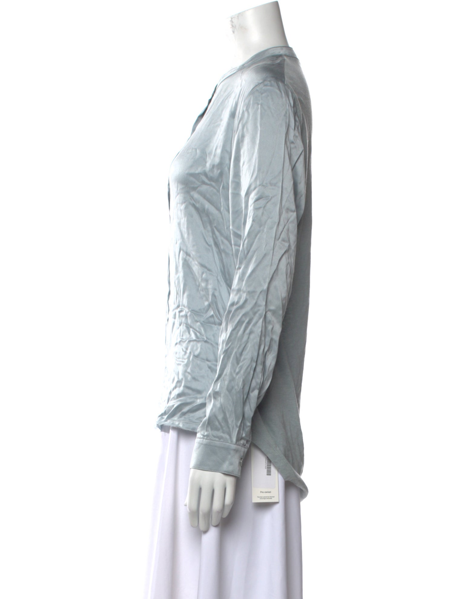 Majestic Filatures Mock Neck Long Sleeve Button-Up Top