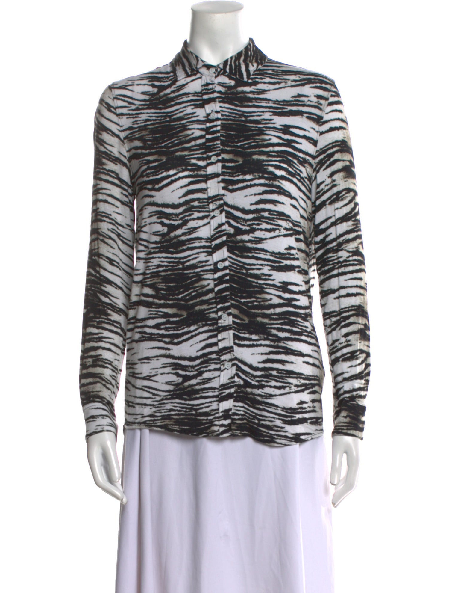 Majestic Filatures Animal Print Long Sleeve Button-Up Top