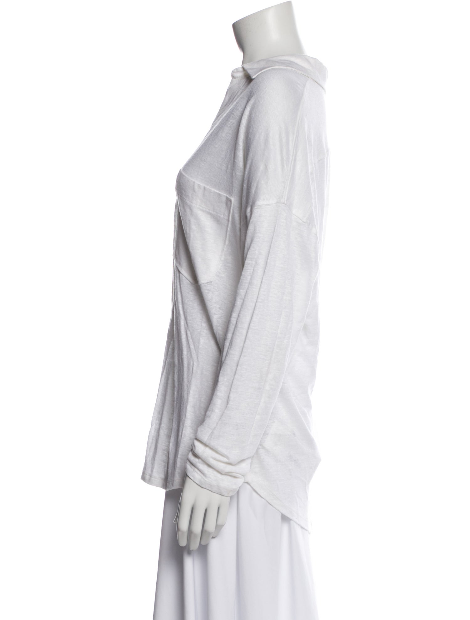 Majestic Filatures Linen Long Sleeve Button-Up Top