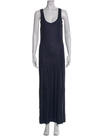 Pre-owned Majestic Scoop Neck Long Dress In Blue