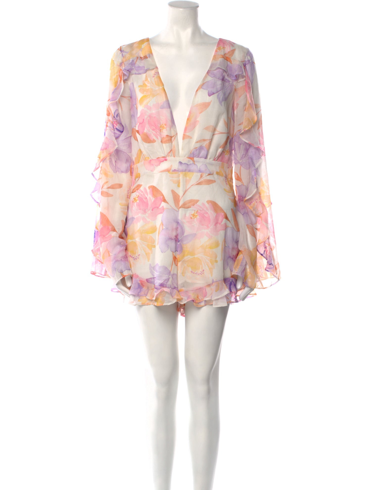 Majorelle Floral Print V-Neck Romper
