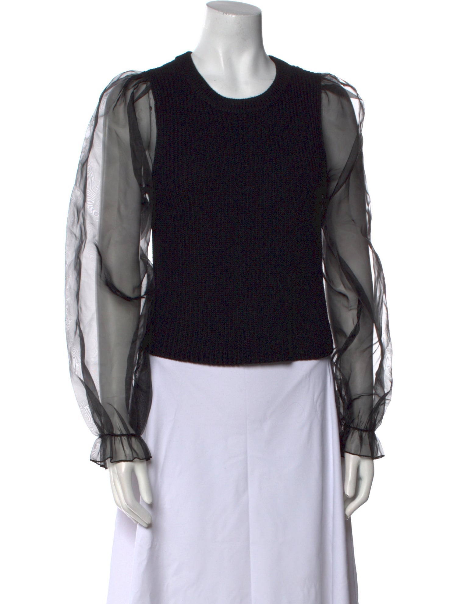 Majorelle Lace Pattern Crew Neck Sweater