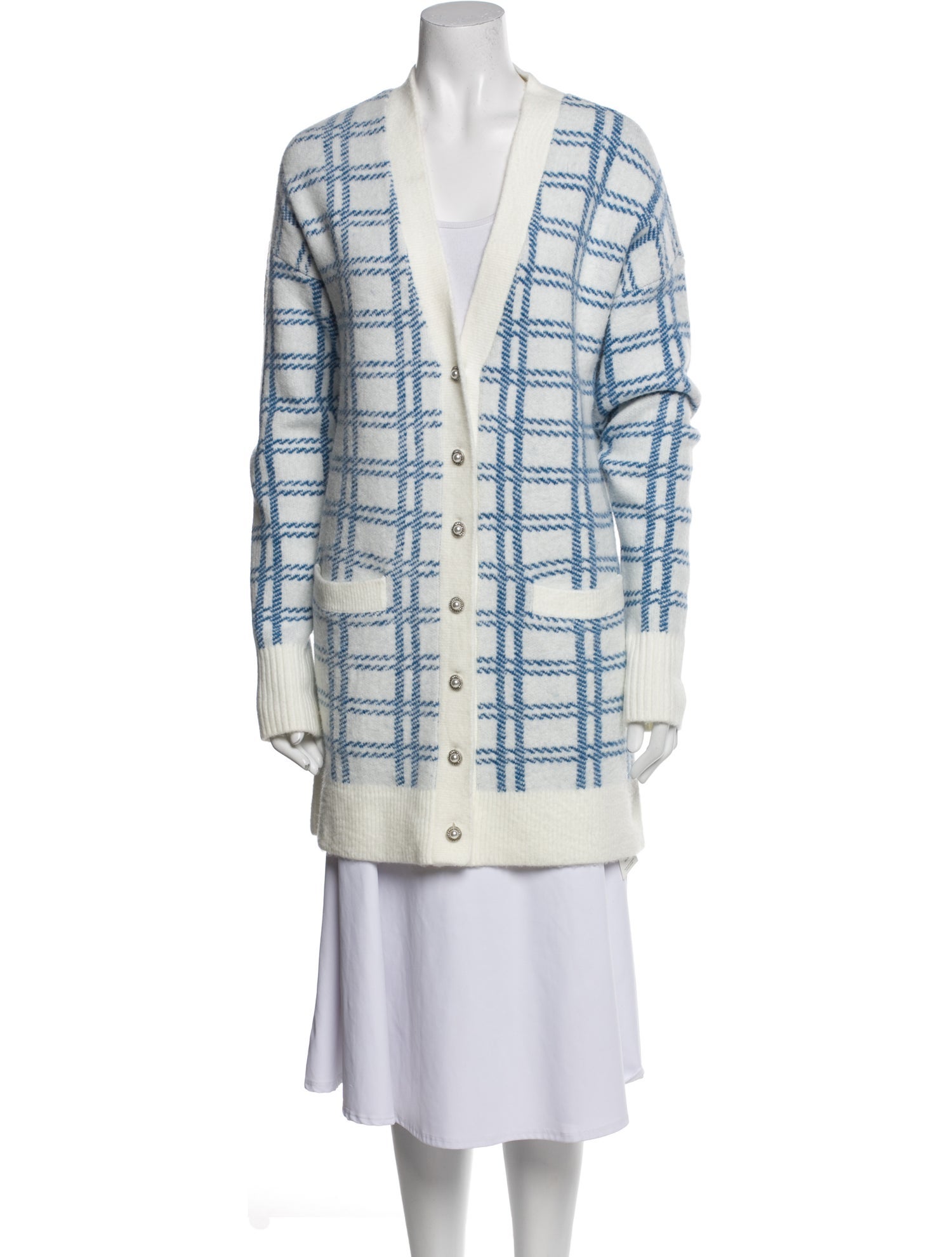 Majorelle Plaid Print V-Neck Sweater