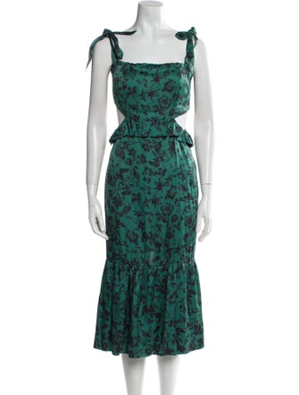 Majorelle Floral Print Knee-Length Dress