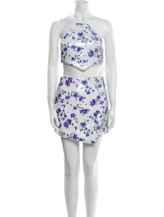 Majorelle Sequin Floral Print Skirt Set