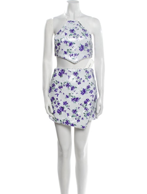 Majorelle Sequin Floral Print Skirt Set