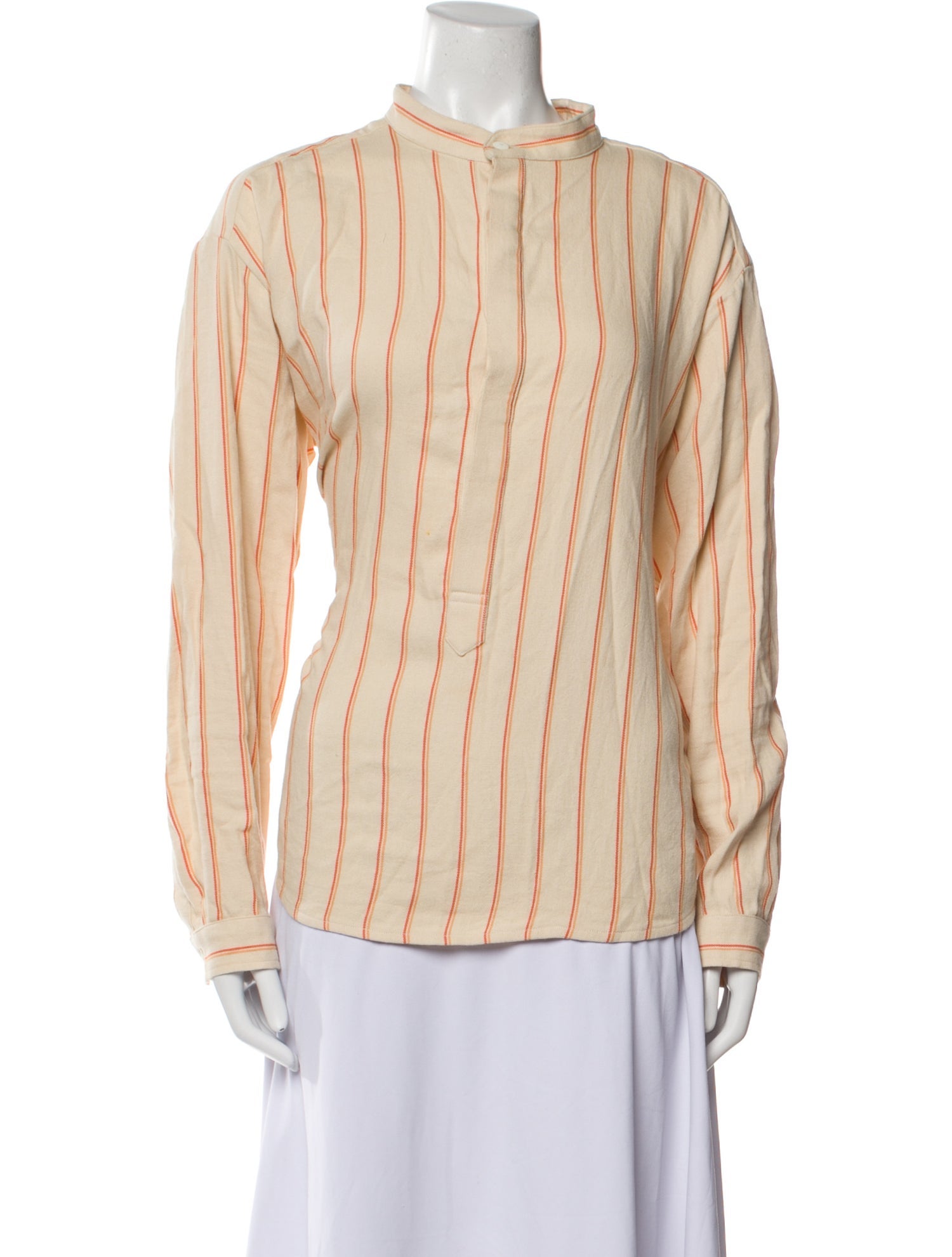 Marrakshi Life Striped Mock Neck Blouse