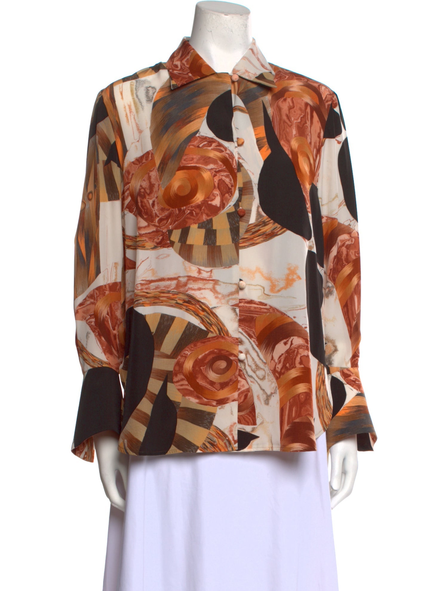 Mame Kurogouchi Printed Long Sleeve Button-Up Top