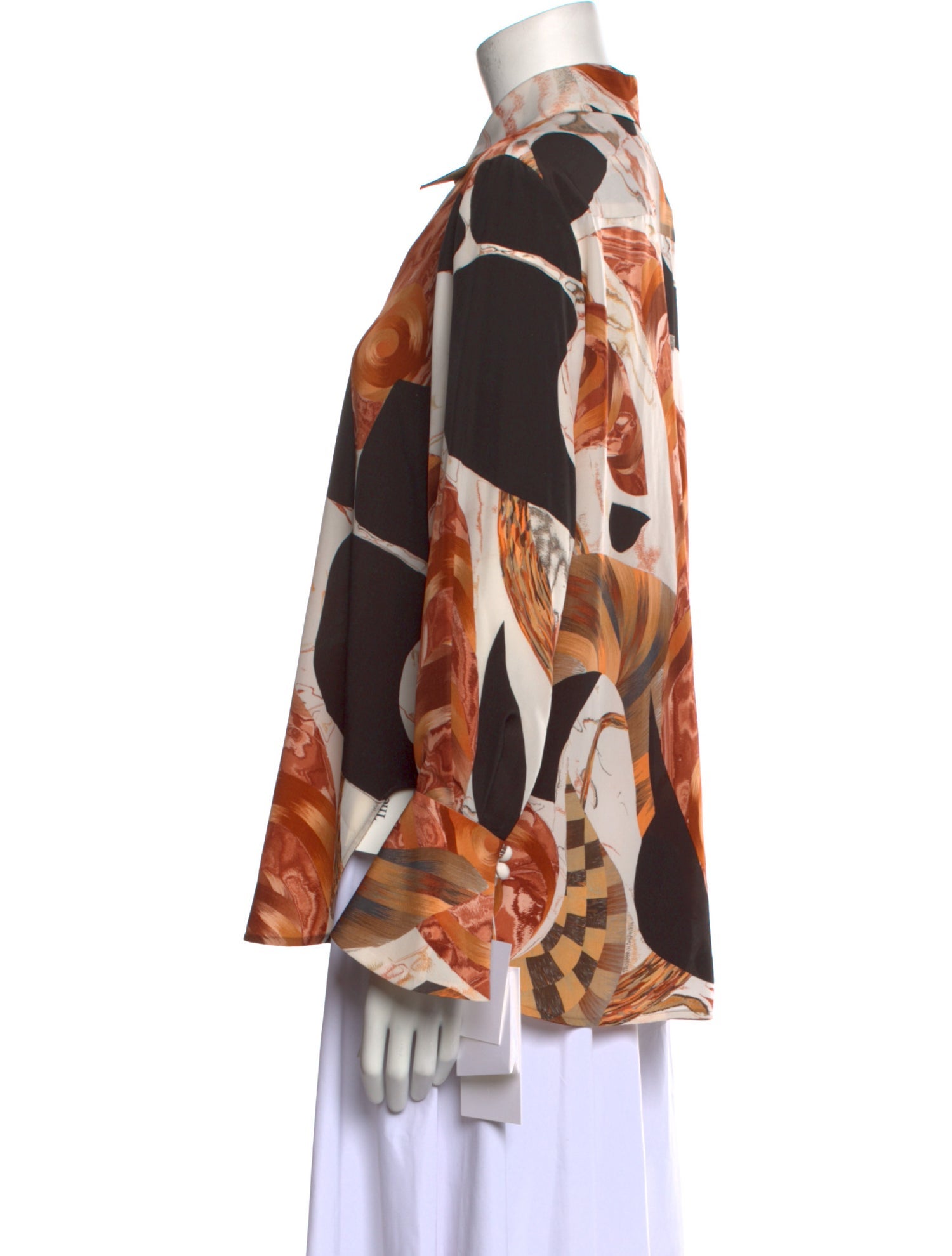 Mame Kurogouchi Printed Long Sleeve Button-Up Top