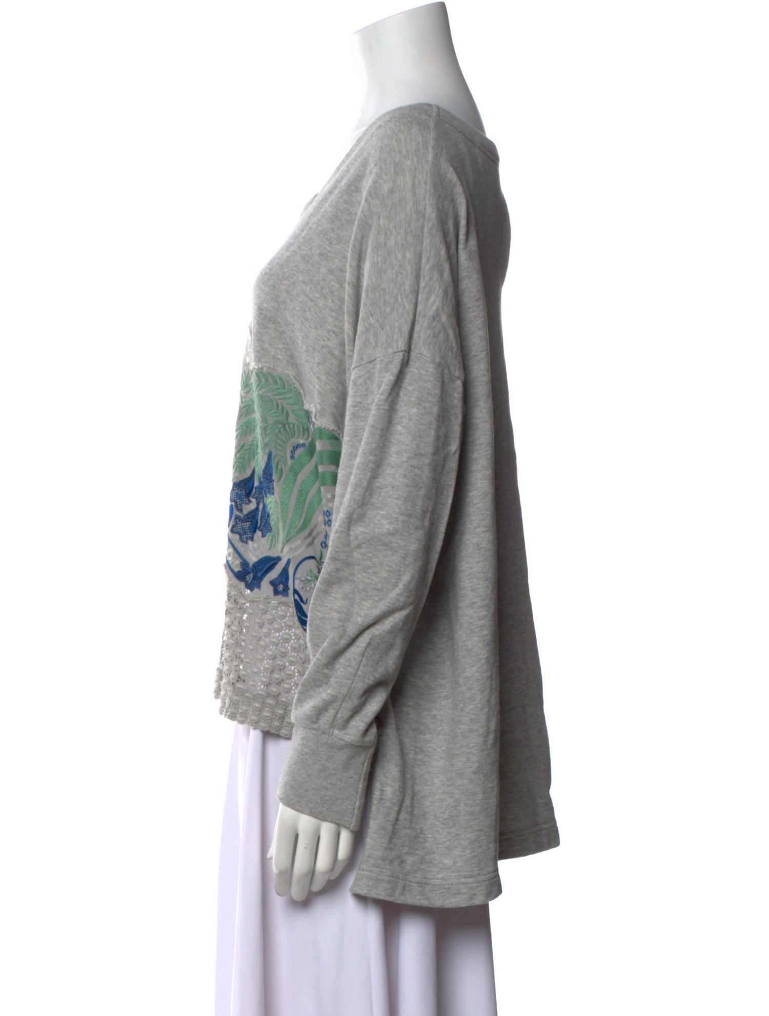 Mame Kurogouchi Graphic Print V-Neck Sweatshirt