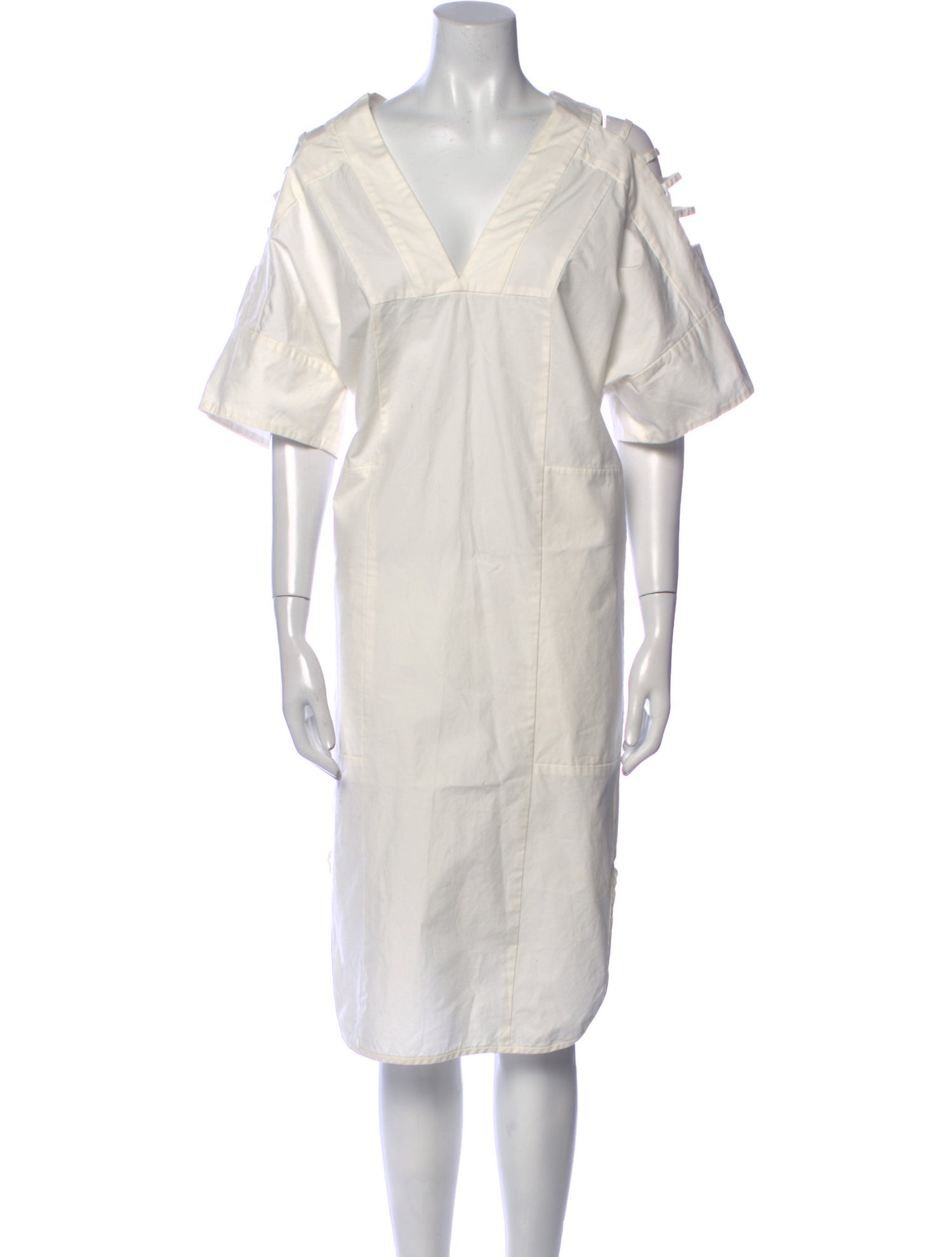 Mame Kurogouchi V-Neck Knee-Length Dress