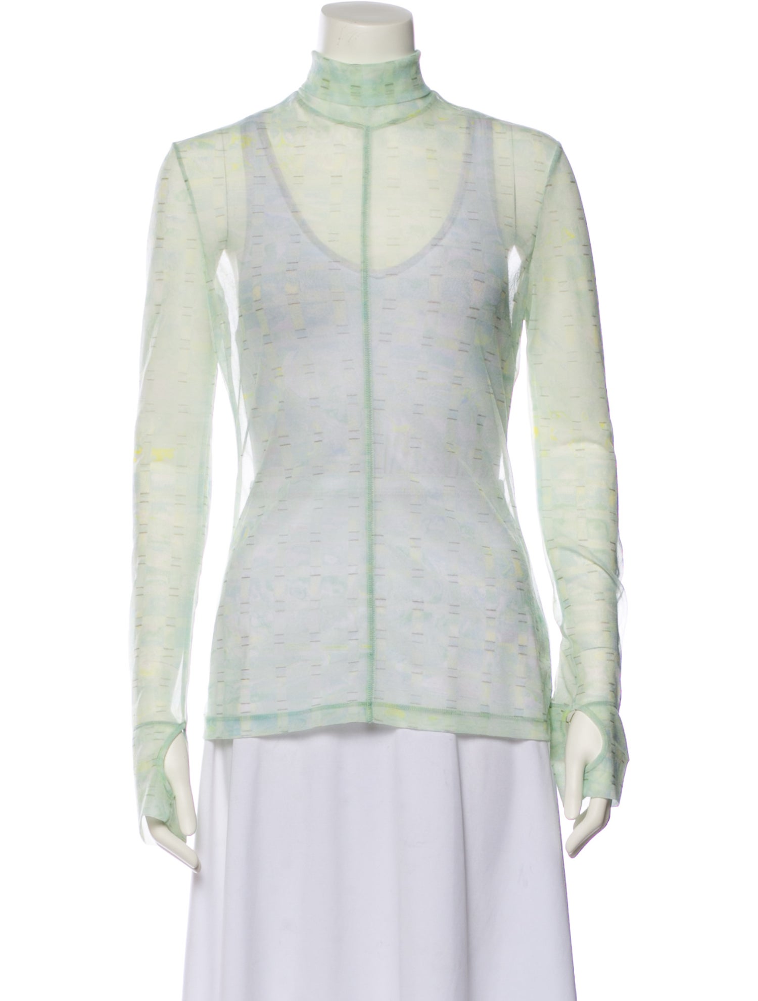 Mame Kurogouchi Printed Mock Neck Button-Up Top w/ Tags