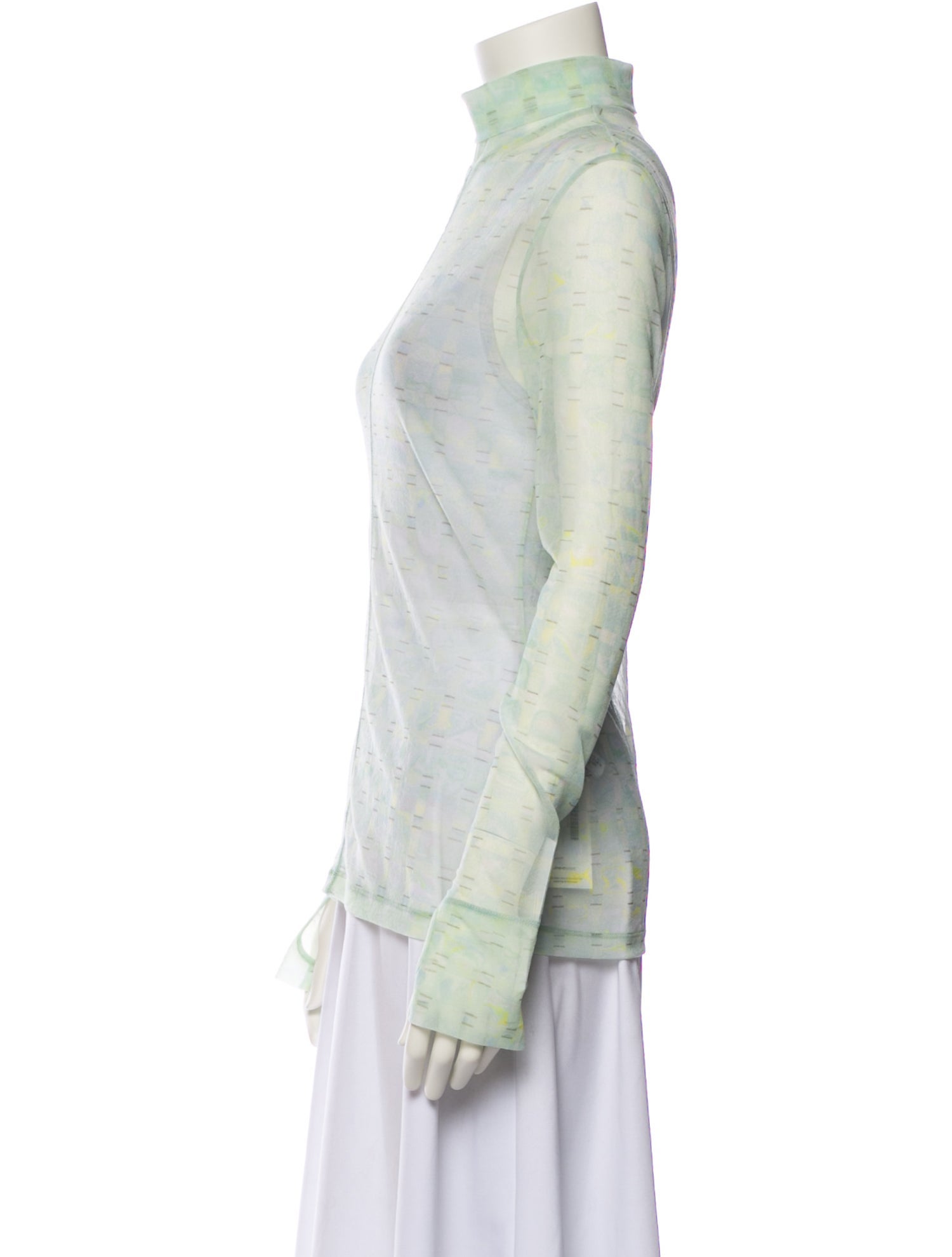 Mame Kurogouchi Printed Mock Neck Button-Up Top w/ Tags