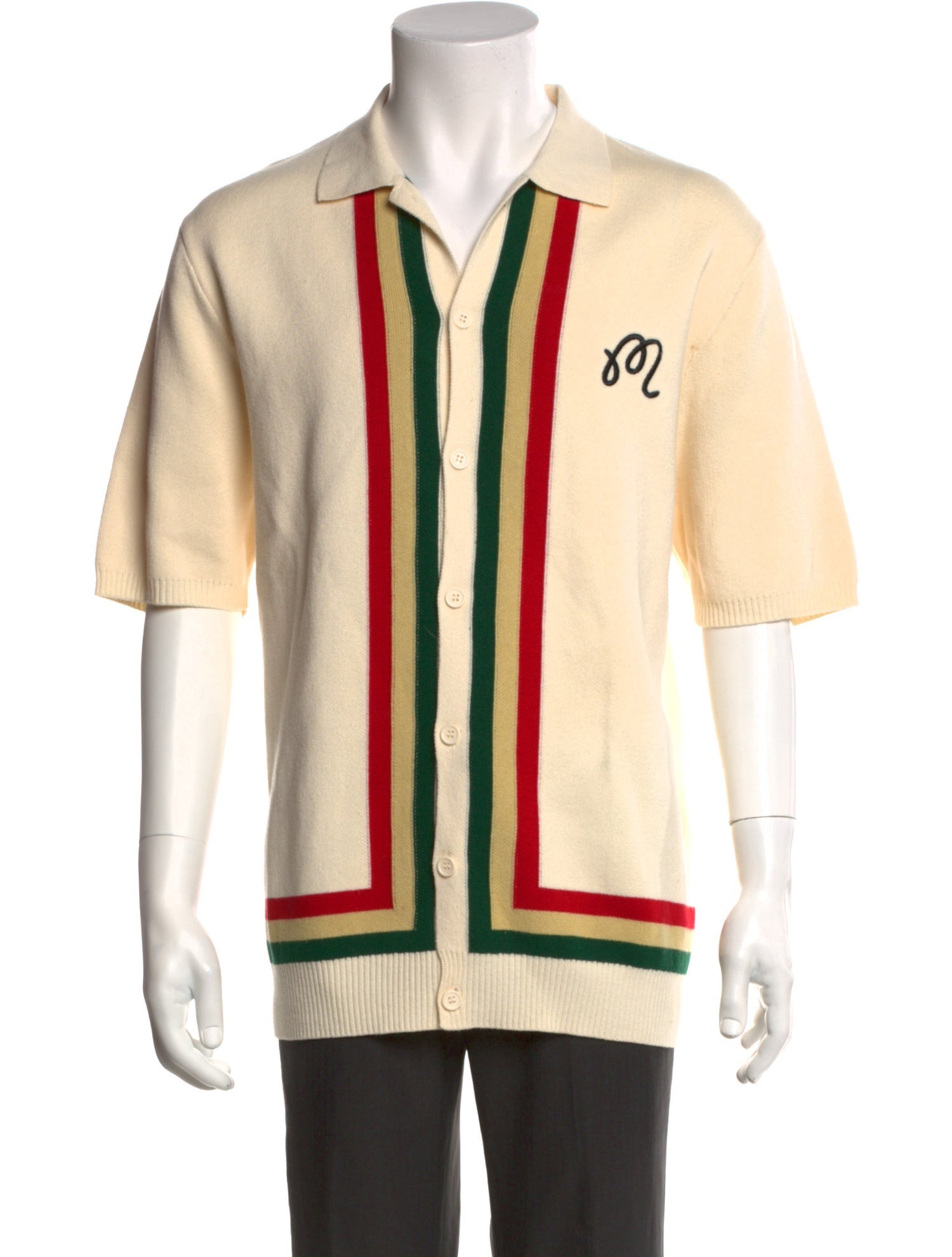 Malbon Golf Striped Collar Polo Sweater