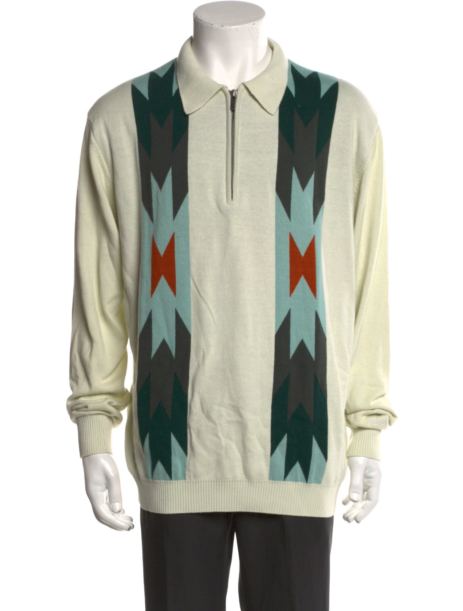 Malbon Golf Graphic Print Collar Polo Sweater