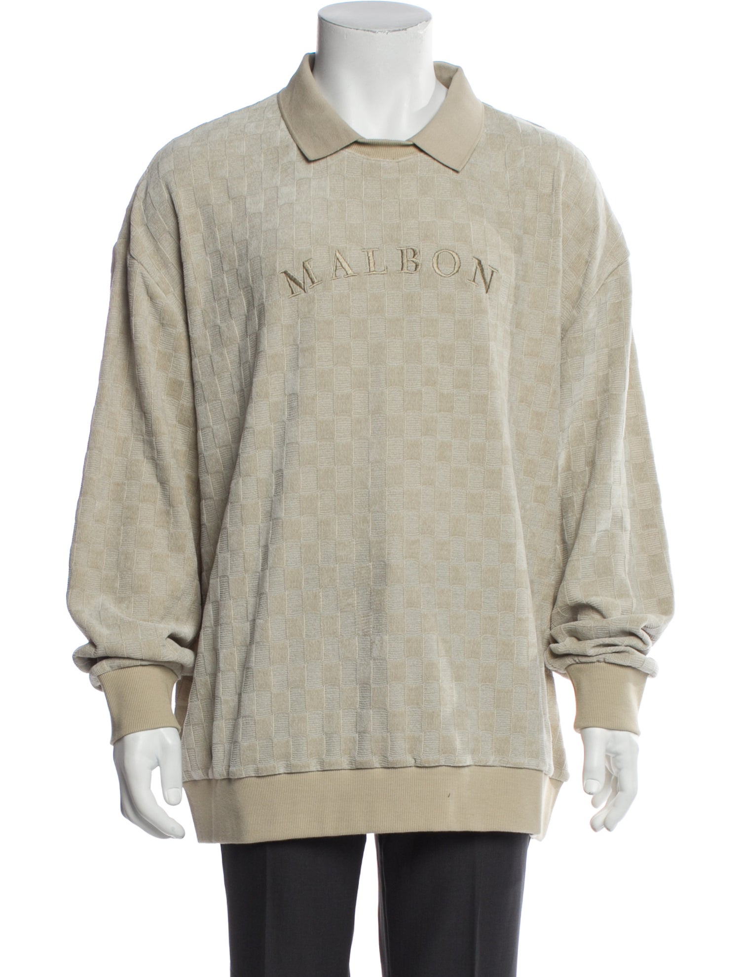 Malbon Golf Collar Long Sleeve Polo Sweater