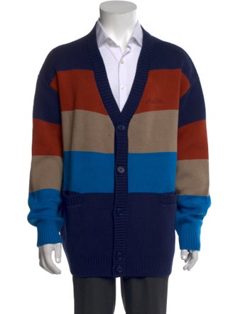 Malbon Golf Colorblock Pattern V-Neck Cardigan