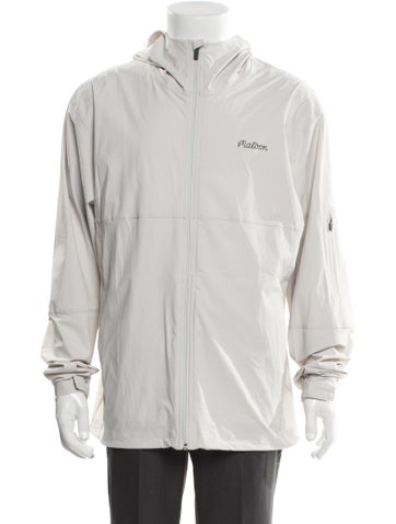 Pre-owned Malbon Golf Graphic Print Mock Neck Hoodie In Gray