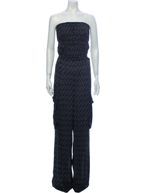 Malia Milis Polka Dot Print Strapless Jumpsuit Bla