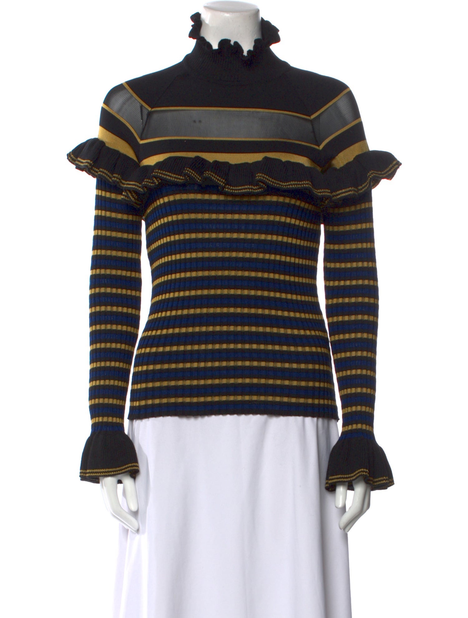 Martha Medeiros Striped Mock Neck Sweater
