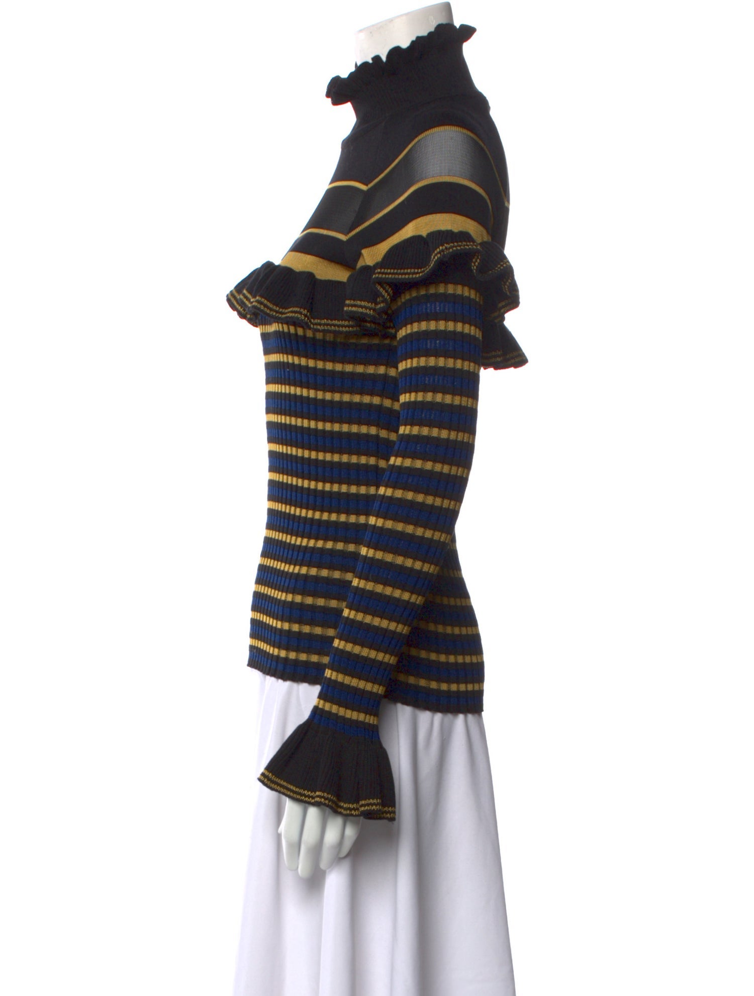 Martha Medeiros Striped Mock Neck Sweater