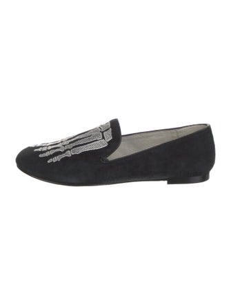 Mara and Mine Suede Embroidered Accent Loafers