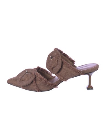 Mara and Mine Pumps Canvas Raw-Edge Trim Mules 6