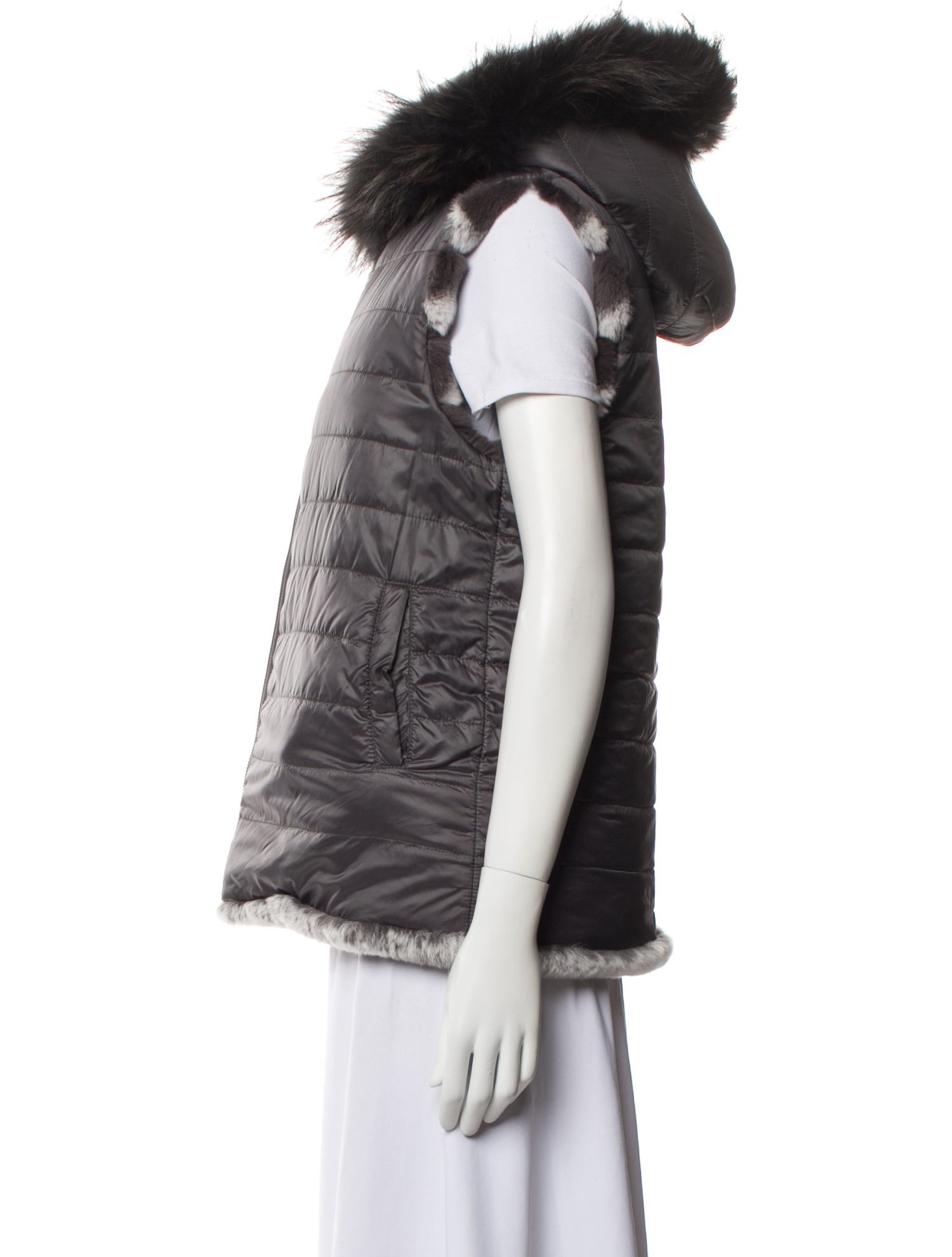 Max & Moi Reversible Fox and Rabbit Fur Vest