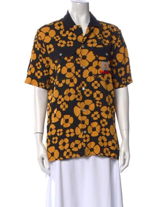 Marni x Carhartt Silk Floral Print Button-Up Top