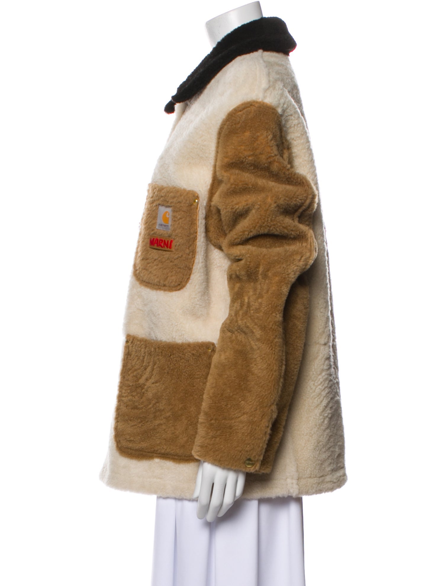 Marni x Carhartt Lamb Fur Colorblock Pattern Fur Jacket