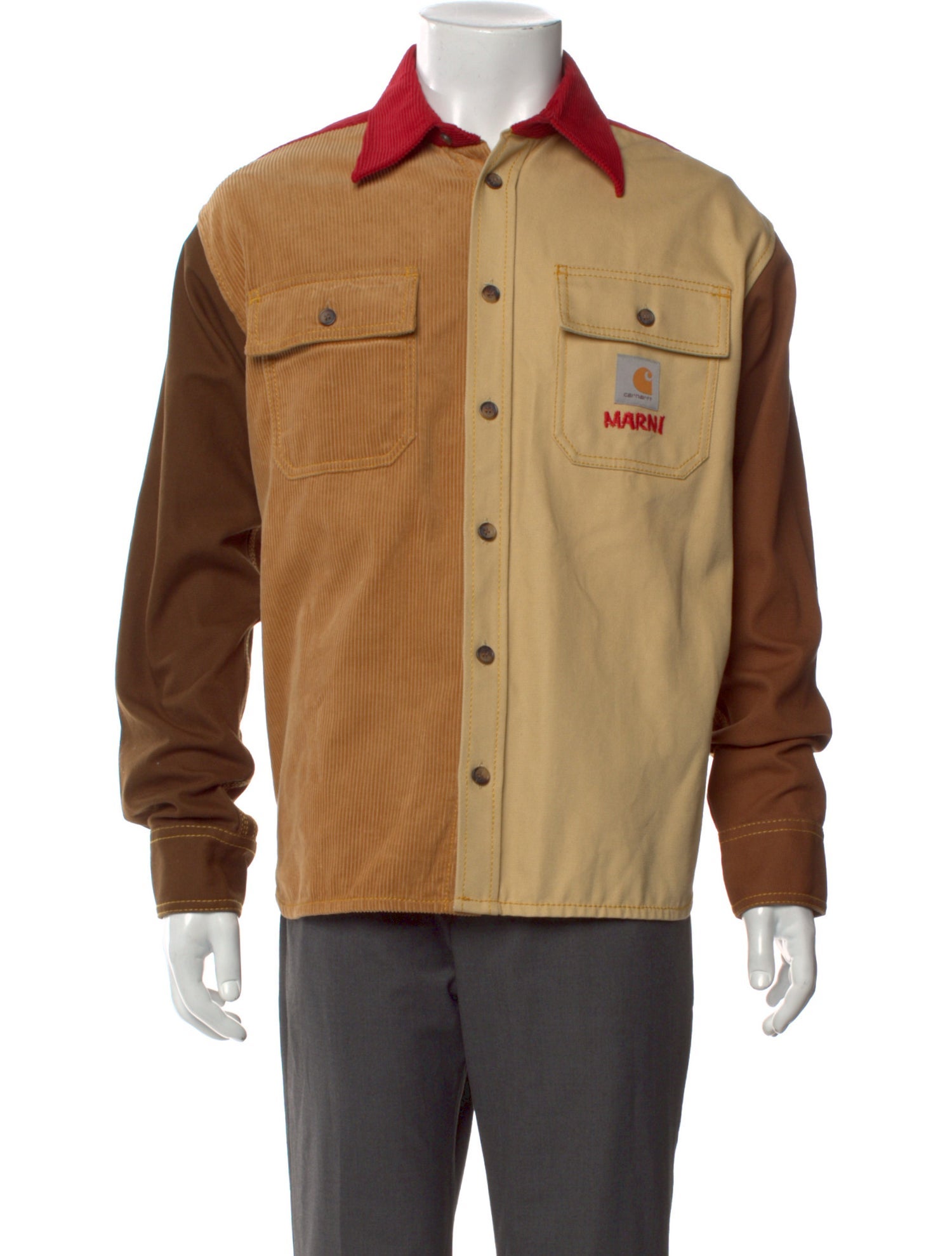 Marni x Carhartt Colorblock Pattern Long Sleeve Shirt