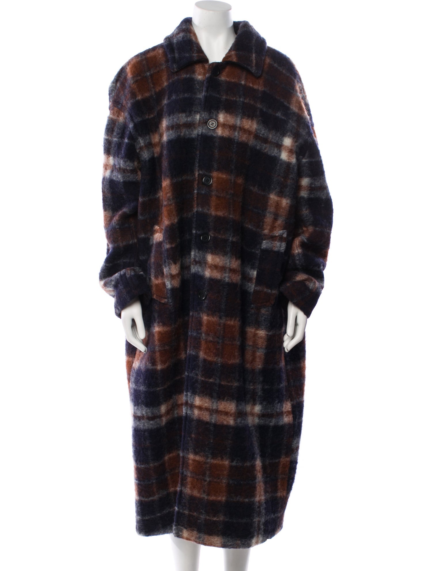 American Vintage Wool Plaid Print Coat