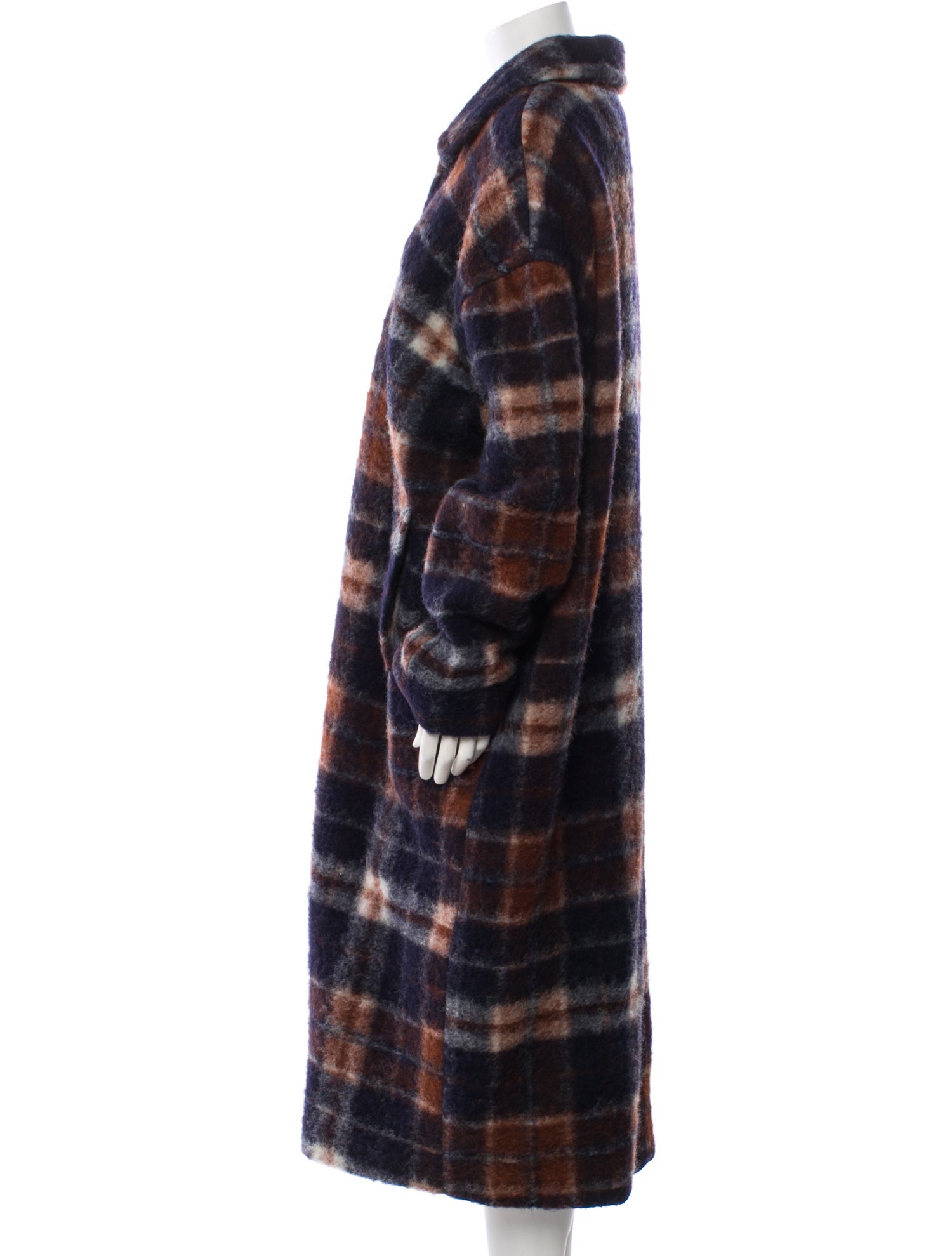 American Vintage Wool Plaid Print Coat