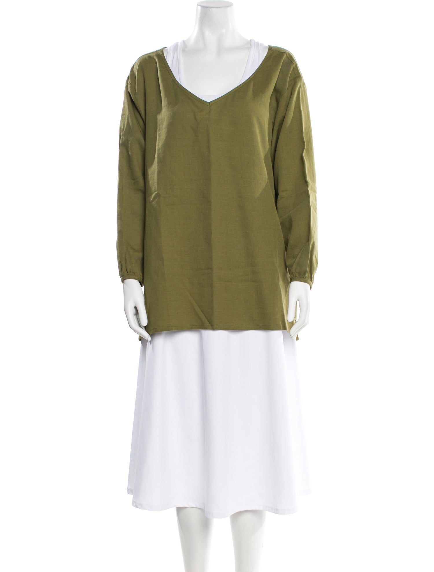 American Vintage V-Neck Long Sleeve Tunic - Green Tops, Clothing -  WMAMV20953 | The RealReal