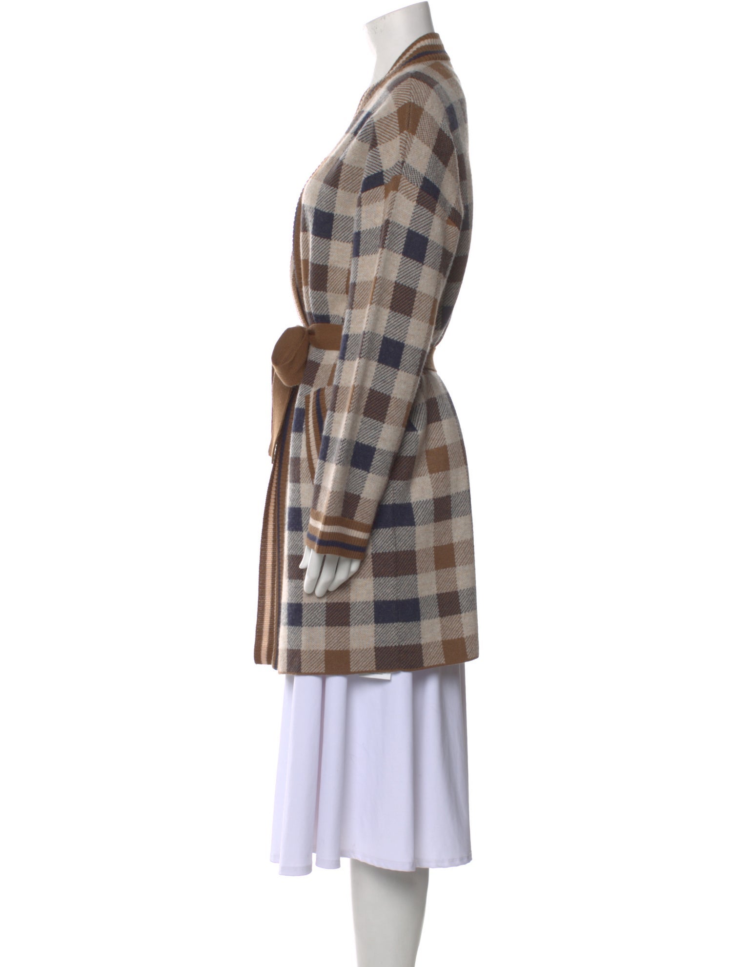 Weekend Max Mara Plaid Print V-Neck Sweater