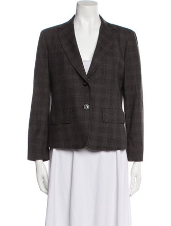 Weekend Max Mara Virgin Wool Plaid Print Blazer