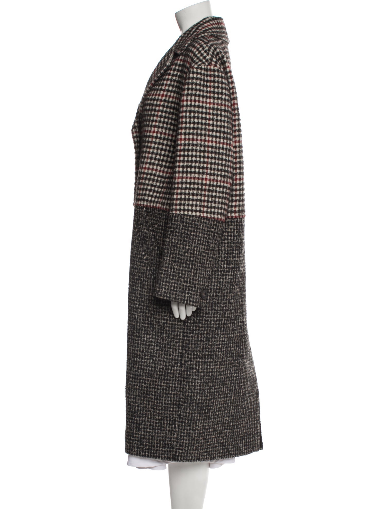 Weekend Max Mara Virgin Wool Plaid Print Coat