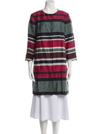 Weekend Max Mara Linen Colorblock Pattern Trench Coat