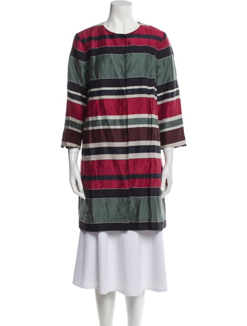 Weekend Max Mara Linen Colorblock Pattern Trench Coat